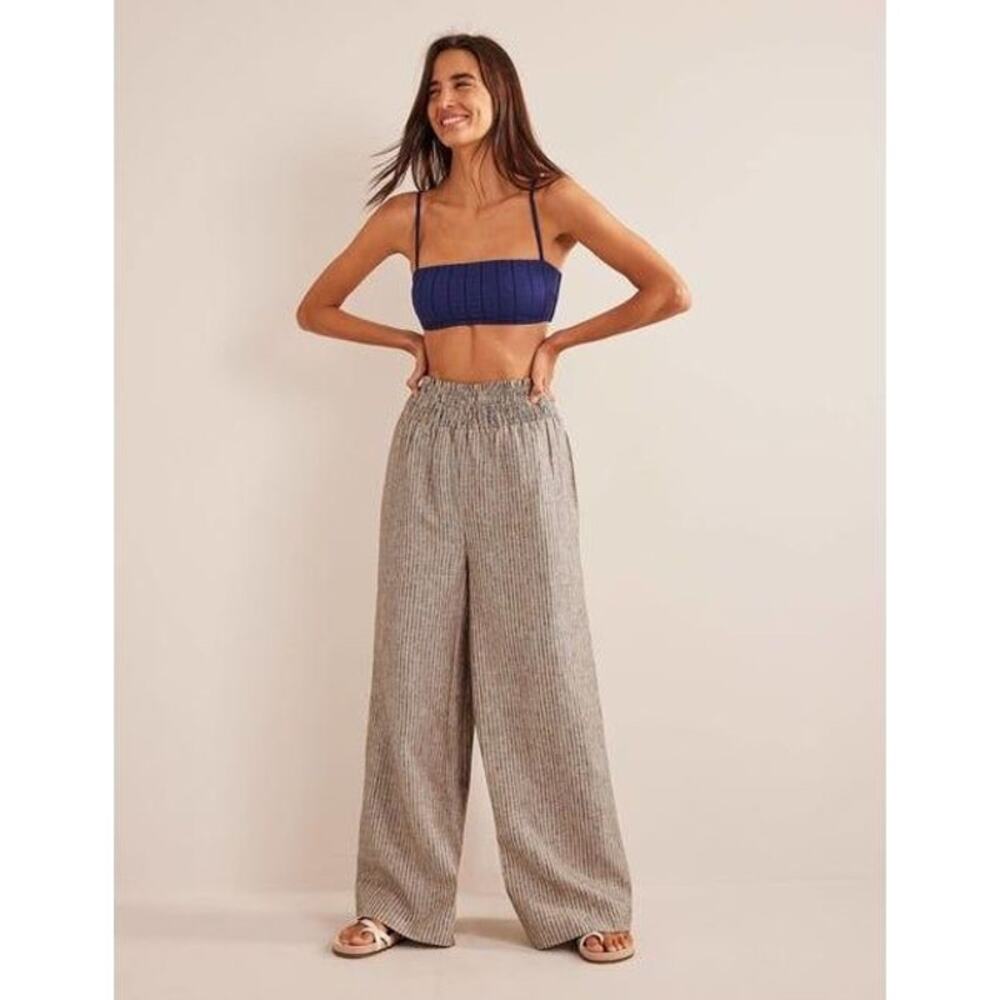 Boden Linen Shirred Waist Pants NWT